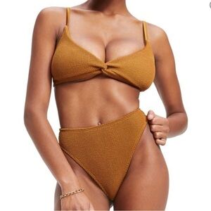 Good American Crinkle Always Fits Twist Bikini Top Size 1/ Small